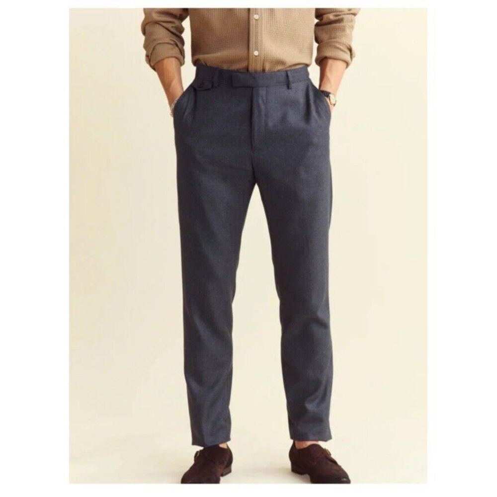 Billy Reid Men's Heirloom Wool Blend Gray Straight Fit Dress Trouser Size 34 USA